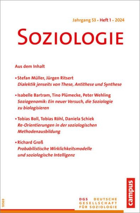 Zeitschrift Soziologie 01/2024 der Deutschen Gesellschaft für Soziologie