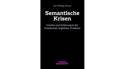 Cover des Buches Semantische Krisen von Jan Philipp Kruse, weiße Schrift auf schwarzem Umschlag