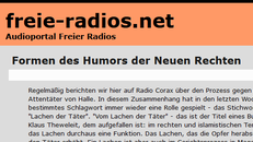 Screenshot des Online-Artikels, Überschrift: freie-radios.net, Formen des Humors der Neuen Rechten