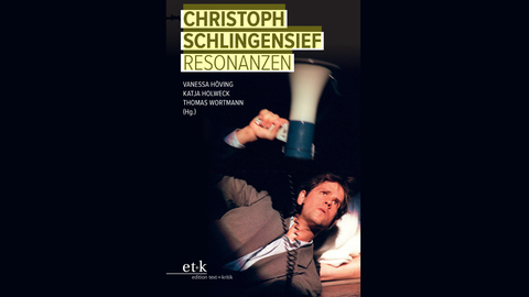 Buchcover des Buches "Christoph Schlingensief: Resonanzen", auf dem Cover ein Foto von Schlingensief