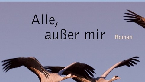 Auschnitt des Buchcovers mit dem Titel und 3 fliegenden Großvögeln