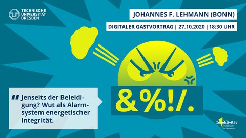 Share Pic zum Vortrag von Johannes Lehmann. Grüntöne mit einem gelben, wütenden Emoji, das "&%!/." sagt