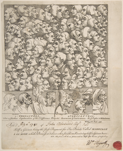 William Hogarth, Characters and Caricatures, 1743, Radierung, 23 × 20,6 cm, New York,The Metropolitan Museum of Art