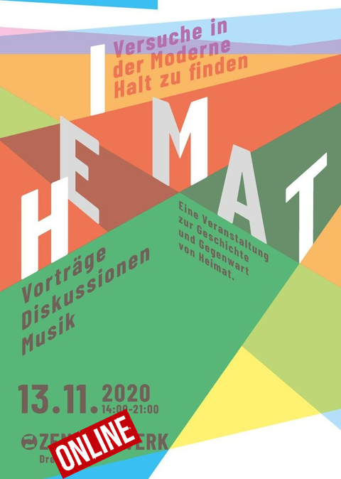 Plakat zum Workshop Heimat, buntes abstraktes Designa