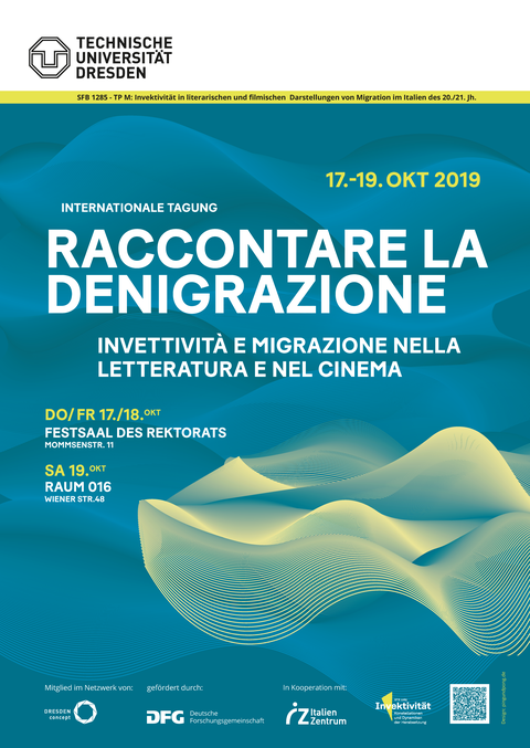 Veranstaltungsplakat für Tagung Raccontare le Denigrazione
