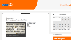 Screenshot der Webseite von Bayern 2 mit dem Titel der Sendung, weiß mit orangem Feld