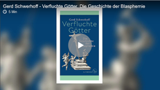 Screenshot der Webseite mit dem Audio-Beitrag, zu sehen ist das Buchcover von Verfluchte Götter