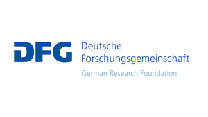 Logo der DFG, blaue Schrift auf weißem Hintergrund