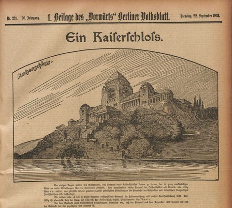 Bild aus einer Zeitung mit einem Schloss