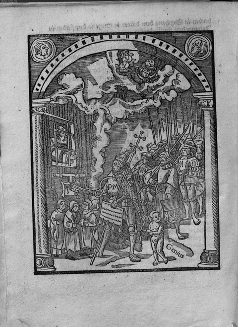 Papst Julius vor dem Himmelstor - Von der Gewalt und Haupt der Kirchen (Speyer, Johann Eckhart 1521)