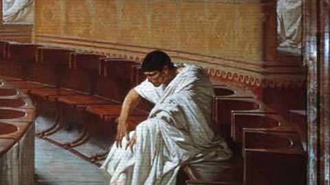 Gemälde Cicero gegen Catilina vor Gericht, Bildausschnitt mit Catilina