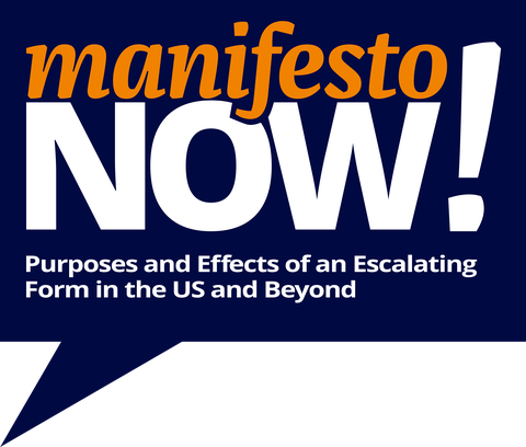 manifesto NOW! Purposes and Effects of an Escalating Form in the US and Beyond Logo Blau