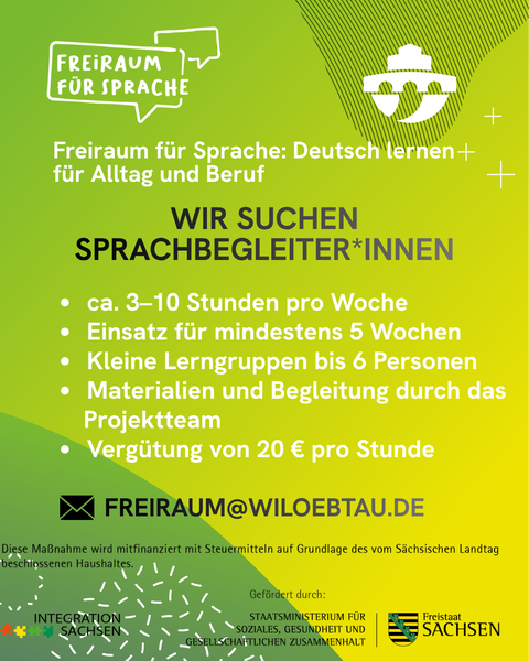 Flyer von "Willkommen in Löbtau e. V." mit Informationen zur Ausschreibung