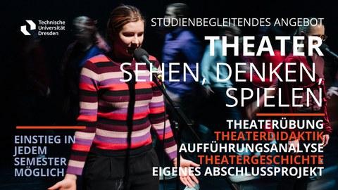 Banner studienbegleitendes Angebot Theater sehen denken spielen