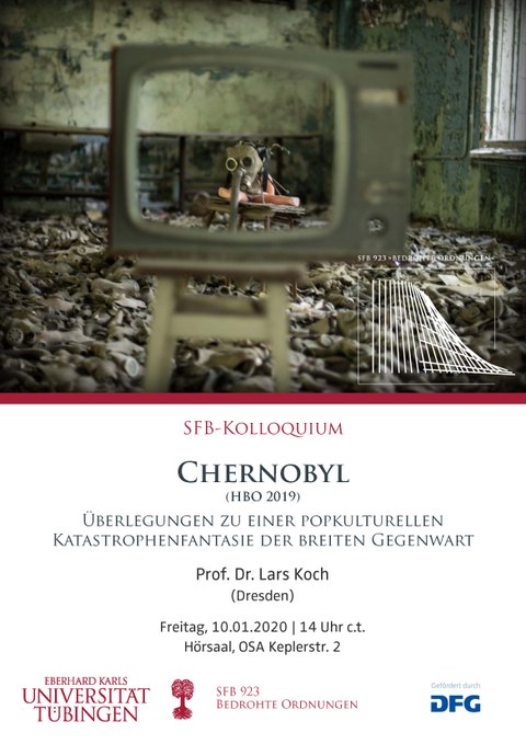 Plakat zur Ankündigung des Vortrags von Prof. Koch am SFB 923 "Bedrohte Ordnungen" am 10. Januar 2020