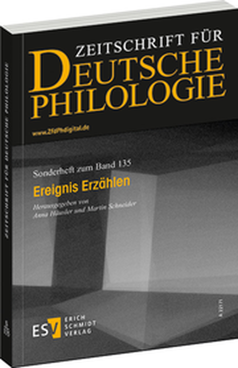 Buchcover - Anna Häusler, Martin Schneider (Hg.): Ereignis Erzählen. Sonderband der Zeitschrift für deutsche Philologie, Erich Schmidt 2016.