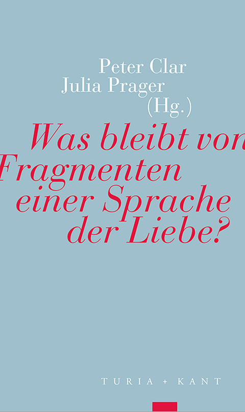Buchcover von Clar, P./Prager, J. (Hg.): Was bleibt von Fragmenten einer Sprache der Liebe. Wien 2021.