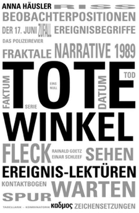 Buchcover - Anna Häusler: Tote Winkel: Ereignis-Lektüren, Kadmos 2014.
