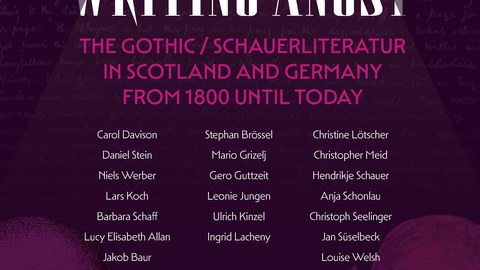 Plakat zur Tagung "Writing Angst. The Gothic / Schauerliteratur in Scotland and Germany from 1800 until today", 4.-6.9.24 in Göttingen