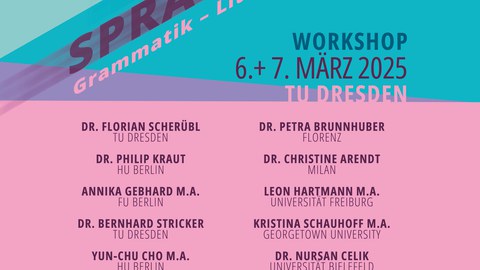 Plakat Workshop "Fliehende Sprachen. Grammatik - Literatur - Politik", 6. bis 7. März 2025