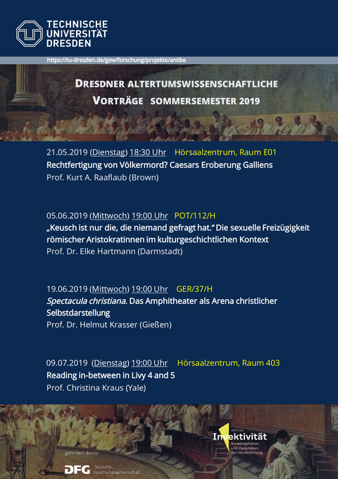 Dresdner altertumswissenschaftliche Vorträge Sommersemester 2019