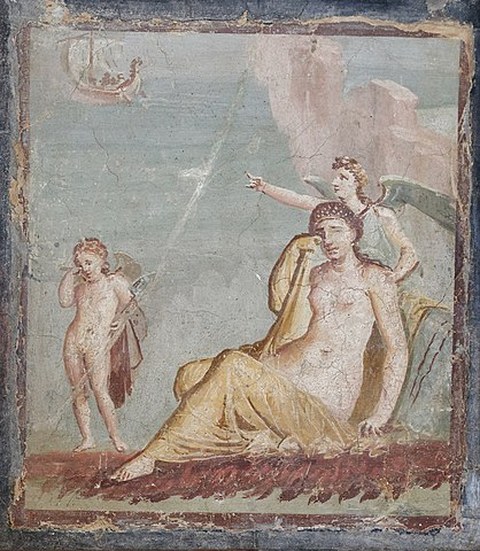 Fresco depicting Ariadne left bei Theseus