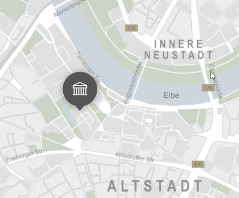Stadtplan mit Lage des Dresdner Zwingers