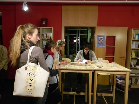 Foto während der Lesung von Maïssa Bey am 14.09.17 im Literaturhaus Villa Augustin Dresden
