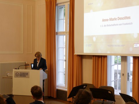 Photo 27 on the occasion of the grand opening of the Center France | Francophonie (CFF) on May 16, 2019, in the ceremonial hall of the Rectorate at TU Dresden.