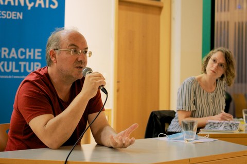 Alain Damasio und Milena Adam im Gespräch anlässlich ihrer Lesung am 15.09.21