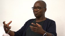 Photo 21 on the occasion of the reading and discussion of “Frau des Himmels und der Stürme" (Woman of the Sky and the Storms) with Wilfried N’Sondé on June 9, 2023, at the Institut français Dresden