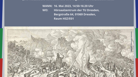 Plakat zum Gastvortrag von Prof. Dr. Jürgen Trabant zum Thema "Revolution der Sprache" am 16.05.2023, im Rahmen der Vorlesung von PD Dr. Bettina Lindorfer "Die Französische Revolution und ihre Folgen für die französische Kultur", TU Dresden