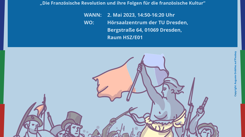 Plakat zur Ankündigung des Gastvortrages von Prof. Dr. Gerd Schwerhoff "Vor der großen Wende - Unruhen und Aufstände in der Frühen Neuzeit" am 2. Mai 2023 im Rahmen der Vorlesung von PD Dr. Bettina Lindorfer "Die Französische Revolution ..."