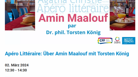 Screenshot der Ankündigung von "Apéro littéraire: Über Amin Maalouf mit Torsten König von der Webseite des IF Dresden