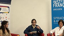 Foto 2 anlässlich der Lesung von Hélène Laurain: „Bis alles brennt“ am 23.10.2024 im Institut français Dresden.