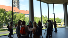 Foto 4 während des Besuchs einer Delegation der Universität Straßburg (Frankreich) in Dresden vom 25. bis 31. Mai 2025, hier anlässlich des Begrüßungsempfangs der Stadt Dresden im Stadtforum.