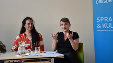 Photo 13 during the reading by Audrée Wilhelmy (Quebec) “Bluthaut” (Blood skin) on June 25, 2025, at the Institut français Dresden.