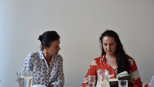 Photo 26 during the reading by Audrée Wilhelmy (Quebec) “Bluthaut” (Blood skin) on June 25, 2025, at the Institut français Dresden.