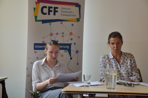 Foto während der Lesung Audrée Wilhelmy (Québec): Bluthaut am 25. Juni 2025 im Institut français Dresden