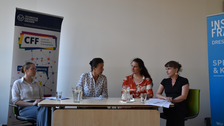 Photo 2 during the reading by Audrée Wilhelmy (Quebec) “Bluthaut” (Blood skin) on June 25, 2025, at the Institut français Dresden.
