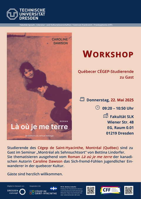 Plakat Workshop mit Cégep-Studierenden (Québec) 22.05.2025