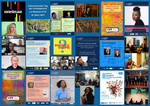 Plakat 3 (Druck) mit Plakaten und Fotos von Veranstaltungen des CFF - ab 2021