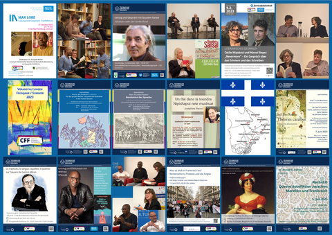 Plakat 5 (Druck) mit Plakaten und Fotos von Veranstaltungen des CFF - 2022/23