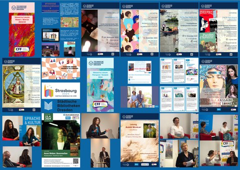 Plakat 6 (Druck) mit Plakaten und Fotos von Veranstaltungen des CFF - 2023/24