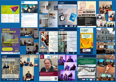 Plakat 7 (Druck) mit Plakaten und Fotos von Veranstaltungen des CFF - 2024