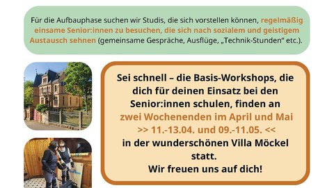 Plakat anlässlich des Aufrufs an Studierende: Buddy-Programm für GENerationenAUstausch