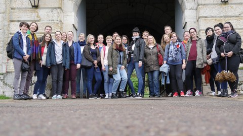 Group photo of the participants in the student field trip to Besançon (France) from May 13–18, 2018.