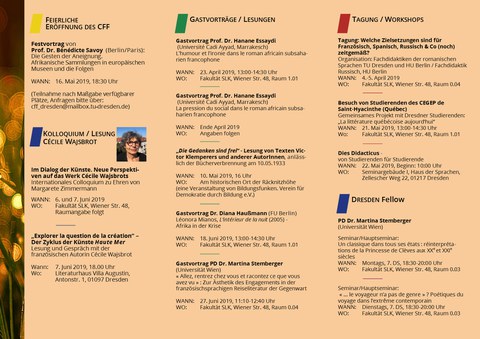 CFF Program flyer Spring/Summer 2019, page 2