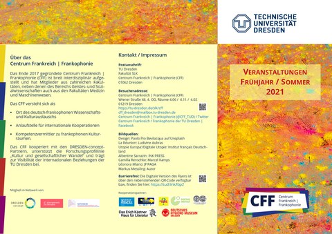 CFF Program flyer Spring/Summer 2021, page 1