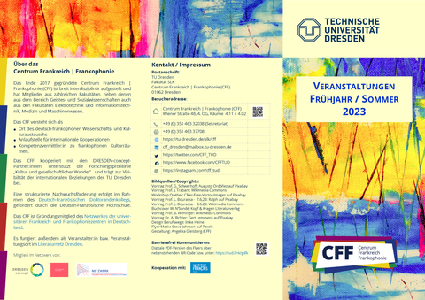 CFF Program flyer Spring/Summer 2023, page 1